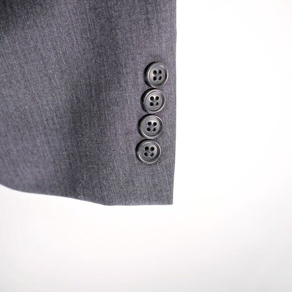 Calvin Klein Wool Gray 2 Button 2 Piece Suit 42L 36/32 High Rise Flat Front Part - Picture 6 of 16